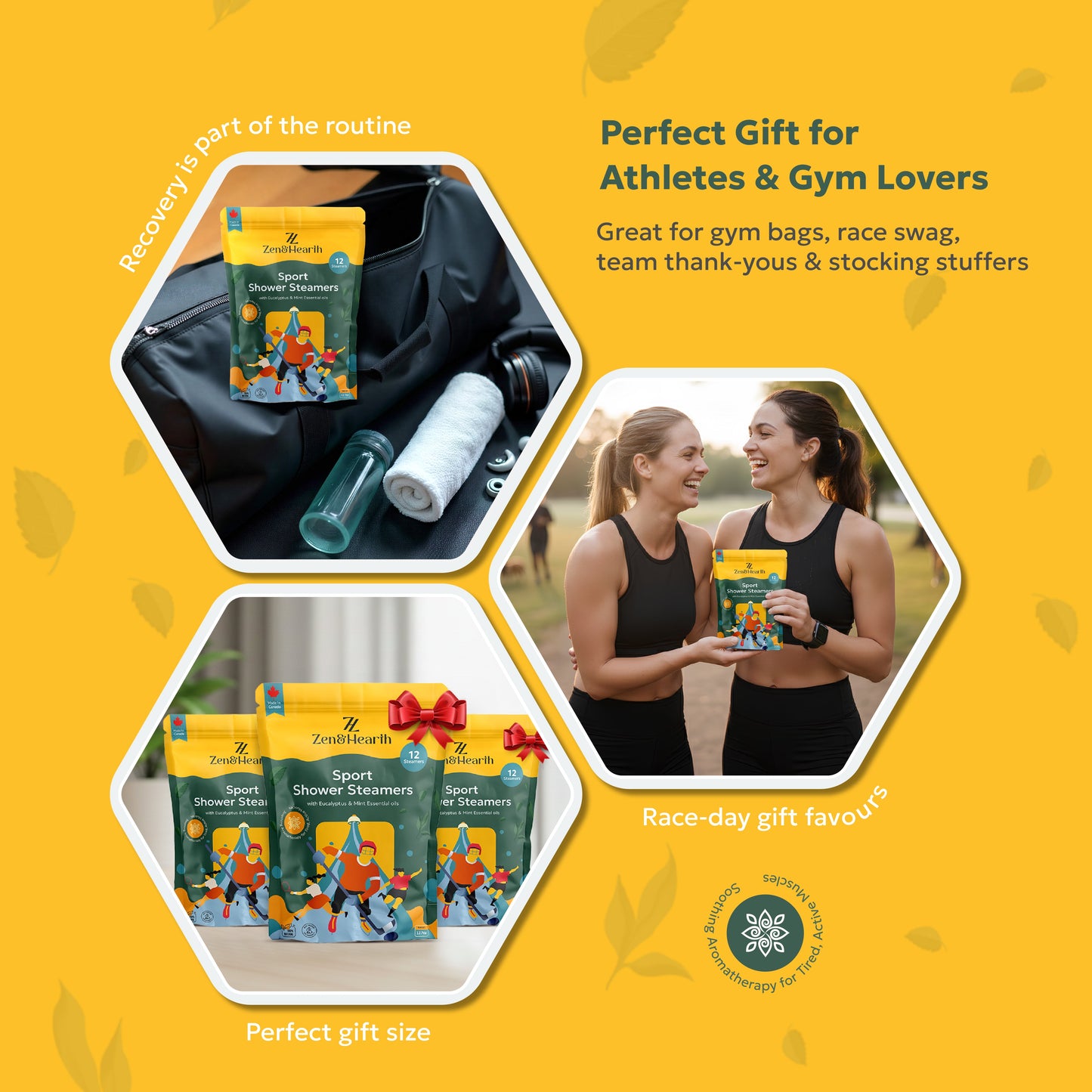 Zen & Hearth Sport Shower Steamers with Eucalyptus & Mint – Post-Workout Aromatherapy for Muscle Recovery & Sinus Relief | Made in Canada Zen & Hearth