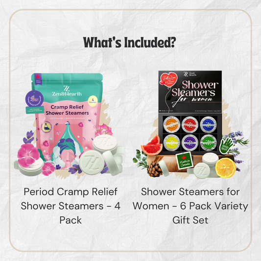 Zen & Hearth Complete Self-Care Shower Steamers Bundle – Daily Relaxation & Cramp Relief Aromatherapy | Made in Canada Zen & Hearth