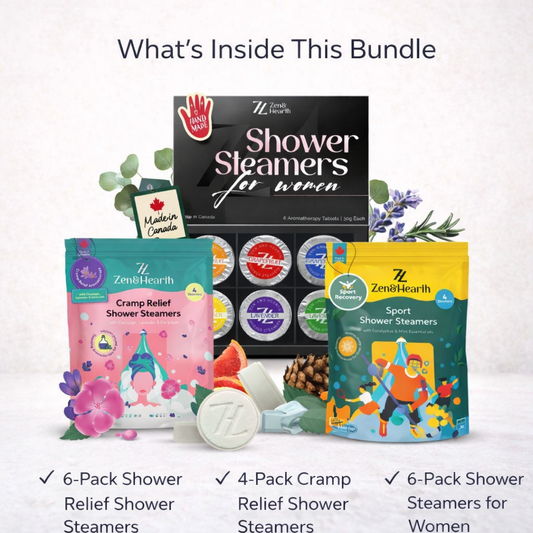 3-in-1 Self-Care Shower Steamers Bundle – Period Cramp Relief, Muscle Recovery & Relaxation | Handmade in Canada Zen & Hearth