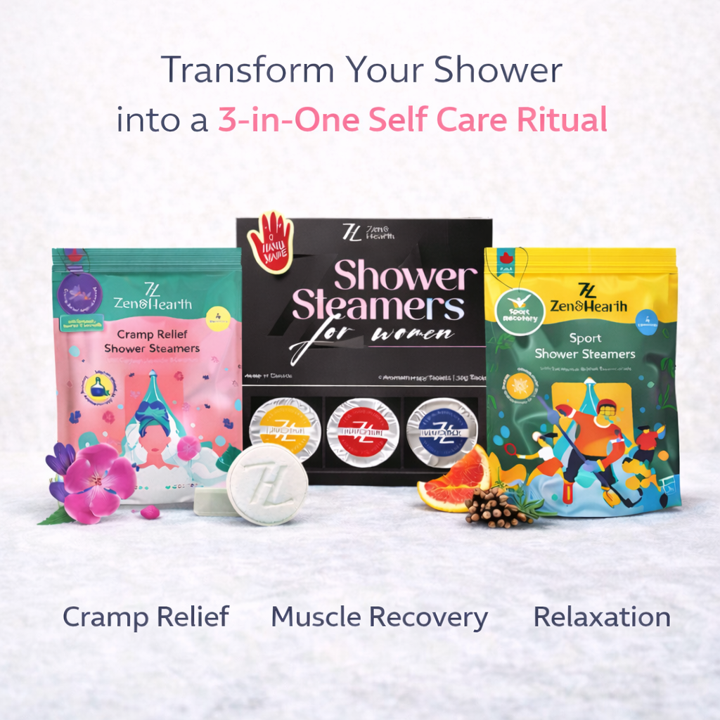 3-in-1 Self-Care Shower Steamers Bundle – Period Cramp Relief, Muscle Recovery & Relaxation | Handmade in Canada Zen & Hearth