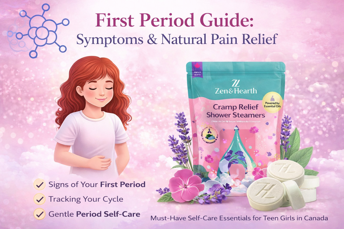 First Period Guide: Symptoms, Age & Natural Period Pain Relief Zen & Hearth - Shower Steamers Made in Canada
