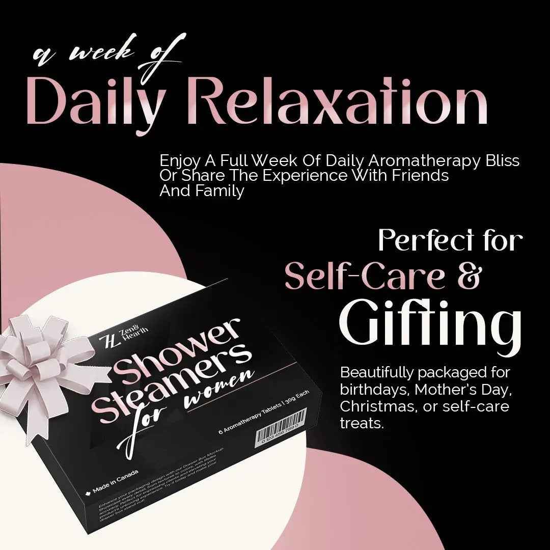 Zen & Hearth Shower Steamers Gift Set for Women – 6 Pack Natural Aromatherapy Shower Bombs for Self-Care and Relaxation