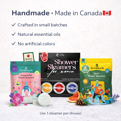 3-in-1 Self-Care Shower Steamers Bundle – Period Cramp Relief, Muscle Recovery & Relaxation | Handmade in Canada Zen & Hearth