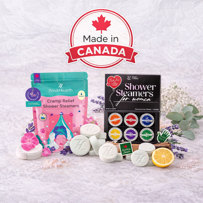 Zen & Hearth Complete Self-Care Shower Steamers Bundle – Daily Relaxation & Cramp Relief Aromatherapy | Made in Canada Zen & Hearth