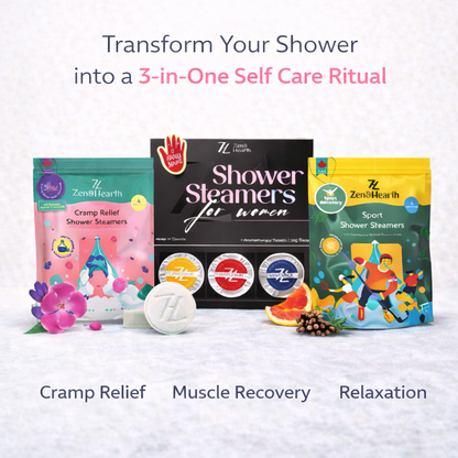 3-in-1 Self-Care Shower Steamers Bundle – Period Cramp Relief, Muscle Recovery & Relaxation | Handmade in Canada Zen & Hearth