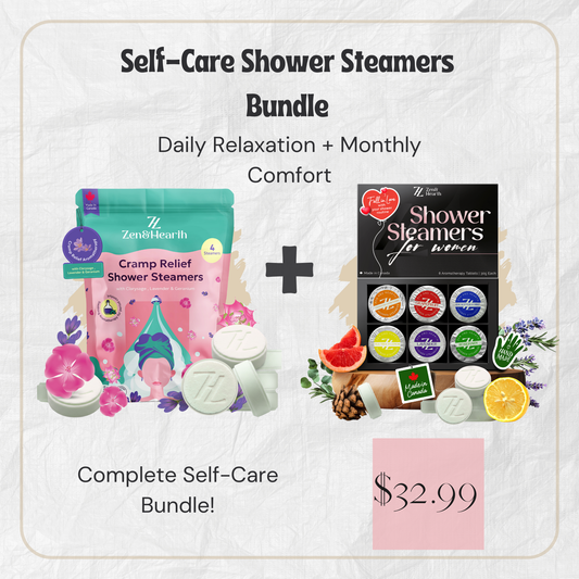 Zen & Hearth Complete Self-Care Shower Steamers Bundle – Daily Relaxation & Cramp Relief Aromatherapy | Made in Canada Zen & Hearth