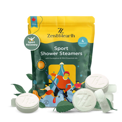 Zen & Hearth Sport Shower Steamers with Eucalyptus & Mint – Post-Workout Aromatherapy for Muscle Recovery & Sinus Relief | Made in Canada Zen & Hearth