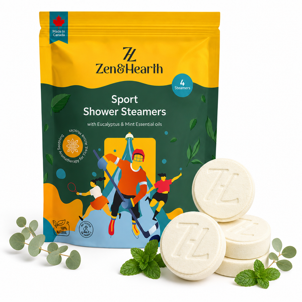 Zen & Hearth Sport Shower Steamers – Post-Workout Recovery & Clearing Breath Aromatherapy with Eucalyptus, Mint & Menthol for Athletes & Active Lifestyles – Made in Canada