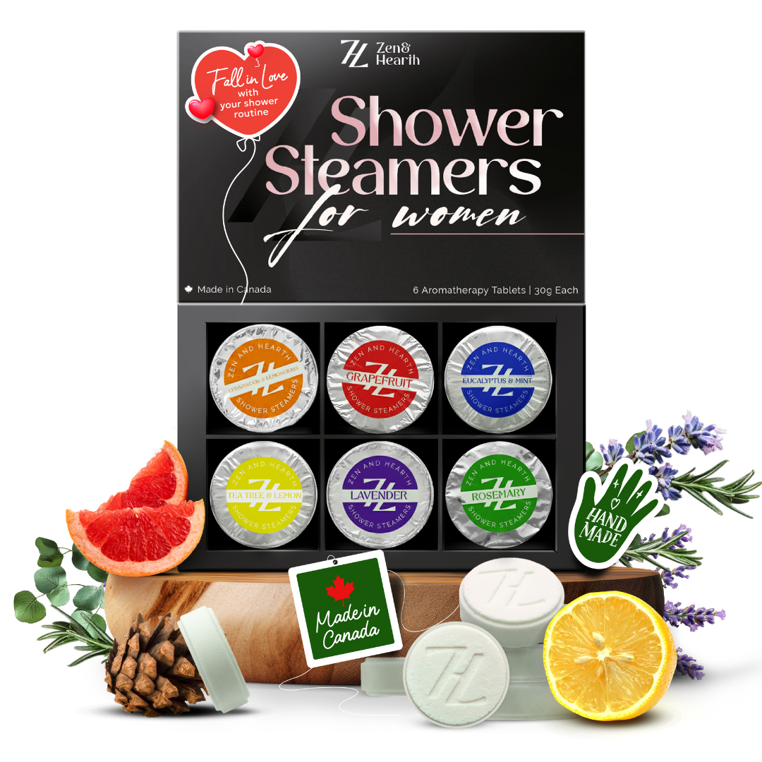 Zen & Hearth Shower Steamers Gift Set for Women – 6 Pack Natural Aromatherapy Shower Bombs for Self-Care and Relaxation Zen & Hearth