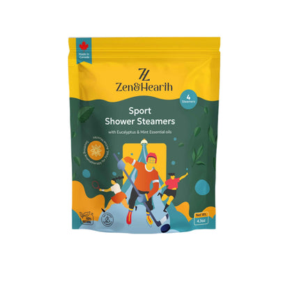 Zen & Hearth Sport Shower Steamers with Eucalyptus & Mint – Post-Workout Aromatherapy for Muscle Recovery & Sinus Relief | Made in Canada Zen & Hearth