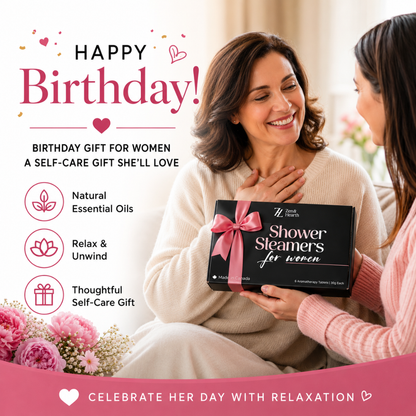 Zen & Hearth Shower Steamer Gift Set lifestyle – perfect birthday and self-care gift for women
